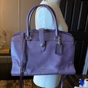 Coach Eggplant Mercer Leather Satchel